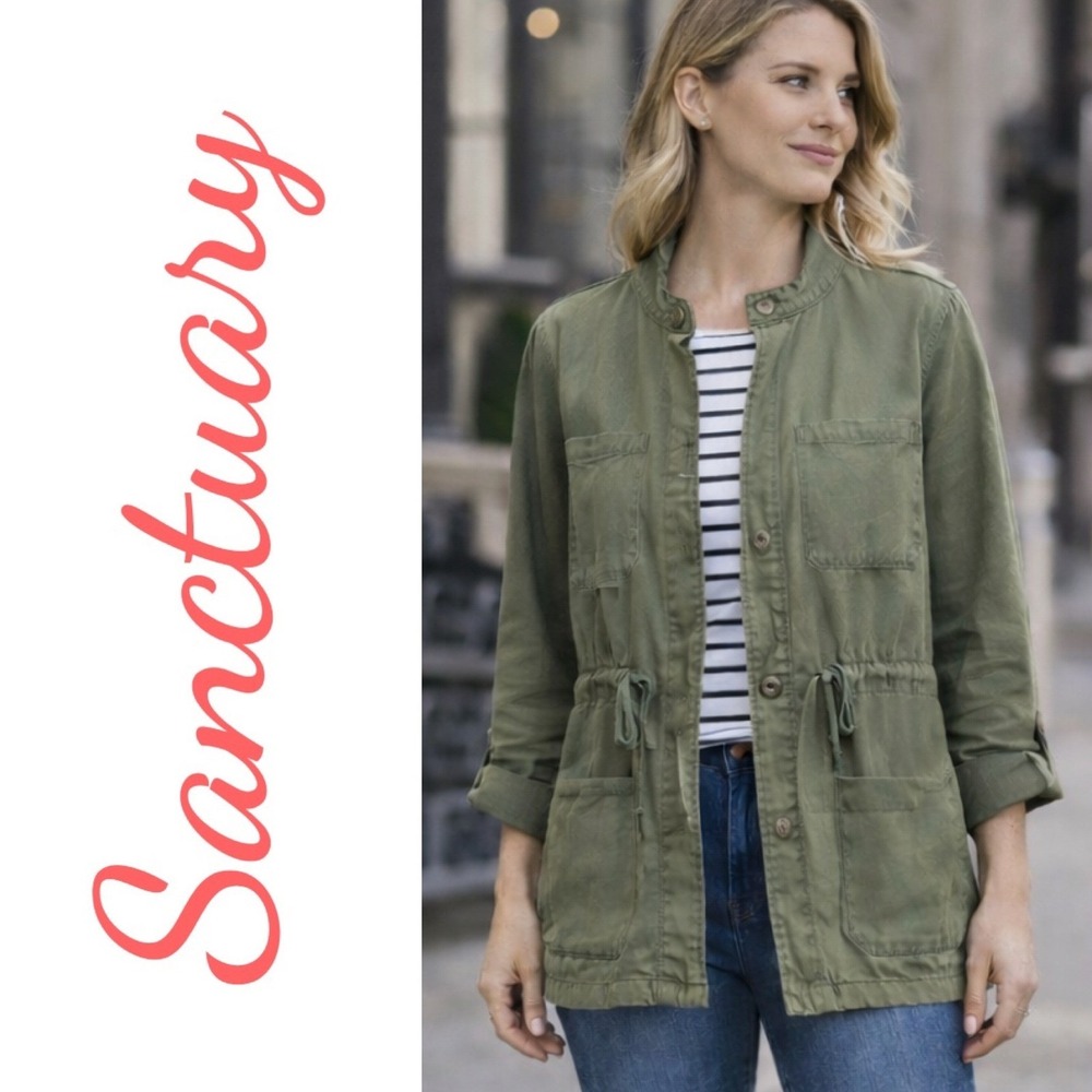Sanctuary Safari Jacket Olive Green Lyocell Utility Minimalist Cabincore, Medium - Picture 12 of 14